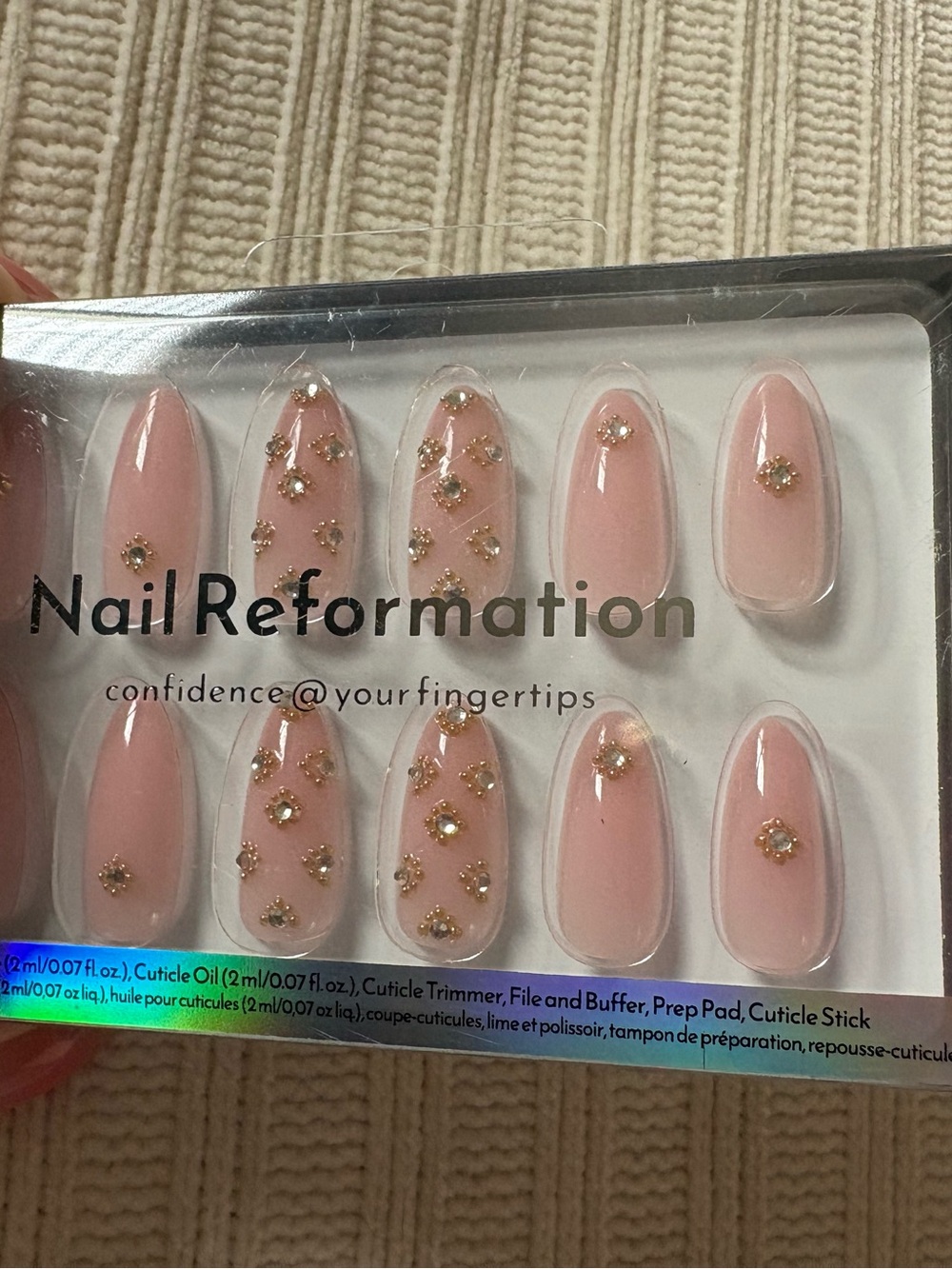Nail Reformation Pink Press-On Nails with Gold Accents - Picture 2 of 6